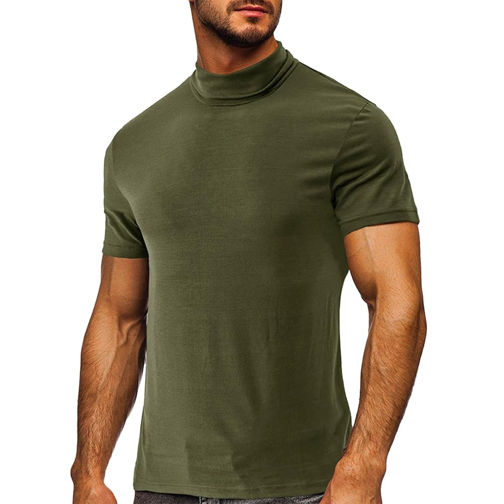Amazon | モックネック メンズ 半袖 メンズ Tシャツ 半袖